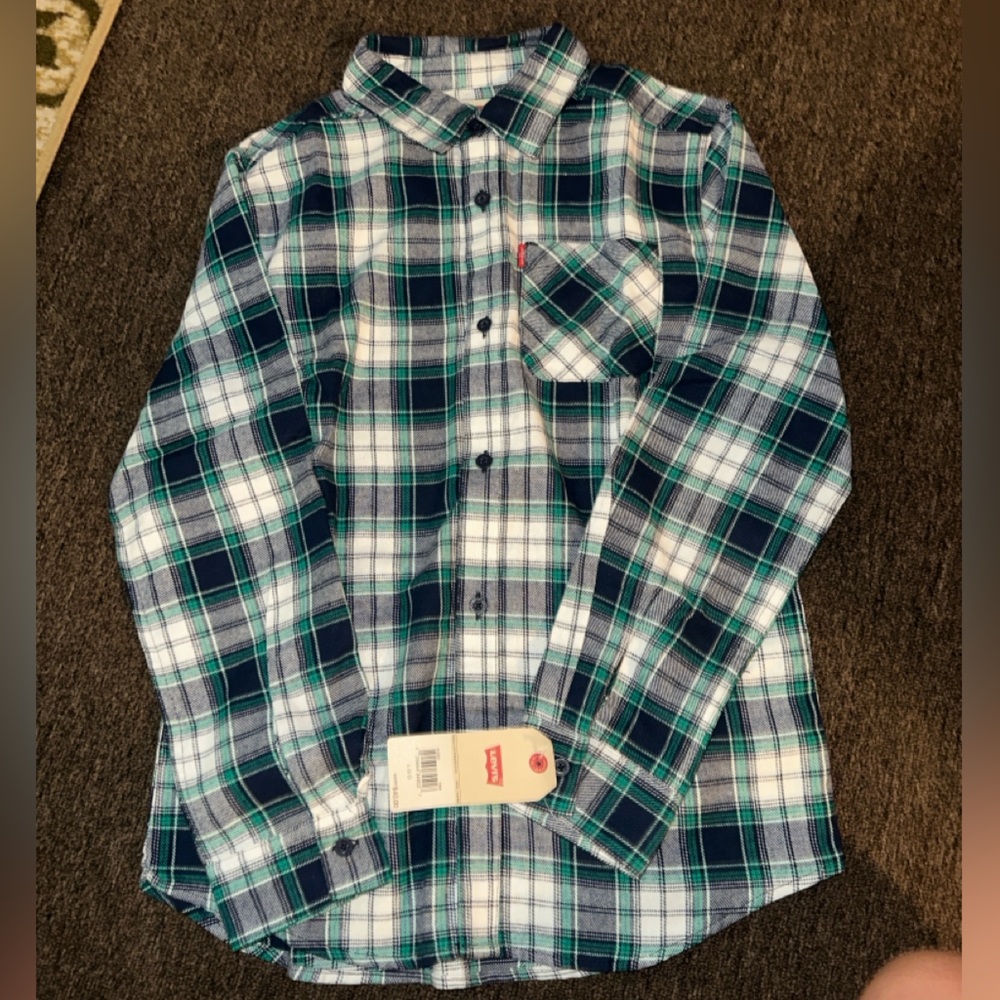 Levi's Blue and Green Plaid Shirt